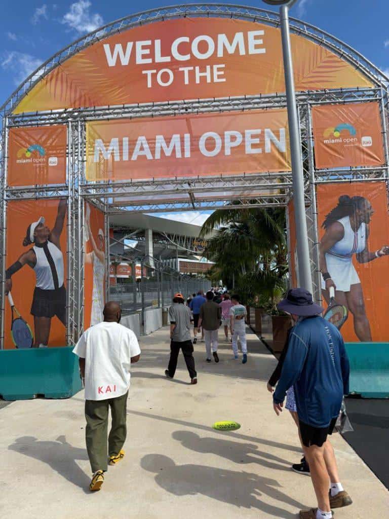 The entrance to the Miami Open at Hard Rock Stadium, owned by MARI, the sports company founded by Ari Emanuel
